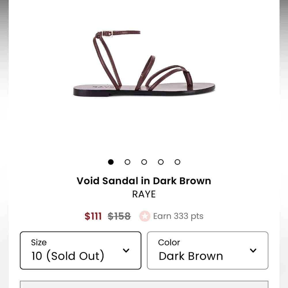 RAYE VOID SANDAL IN DARK BROWN Size 10